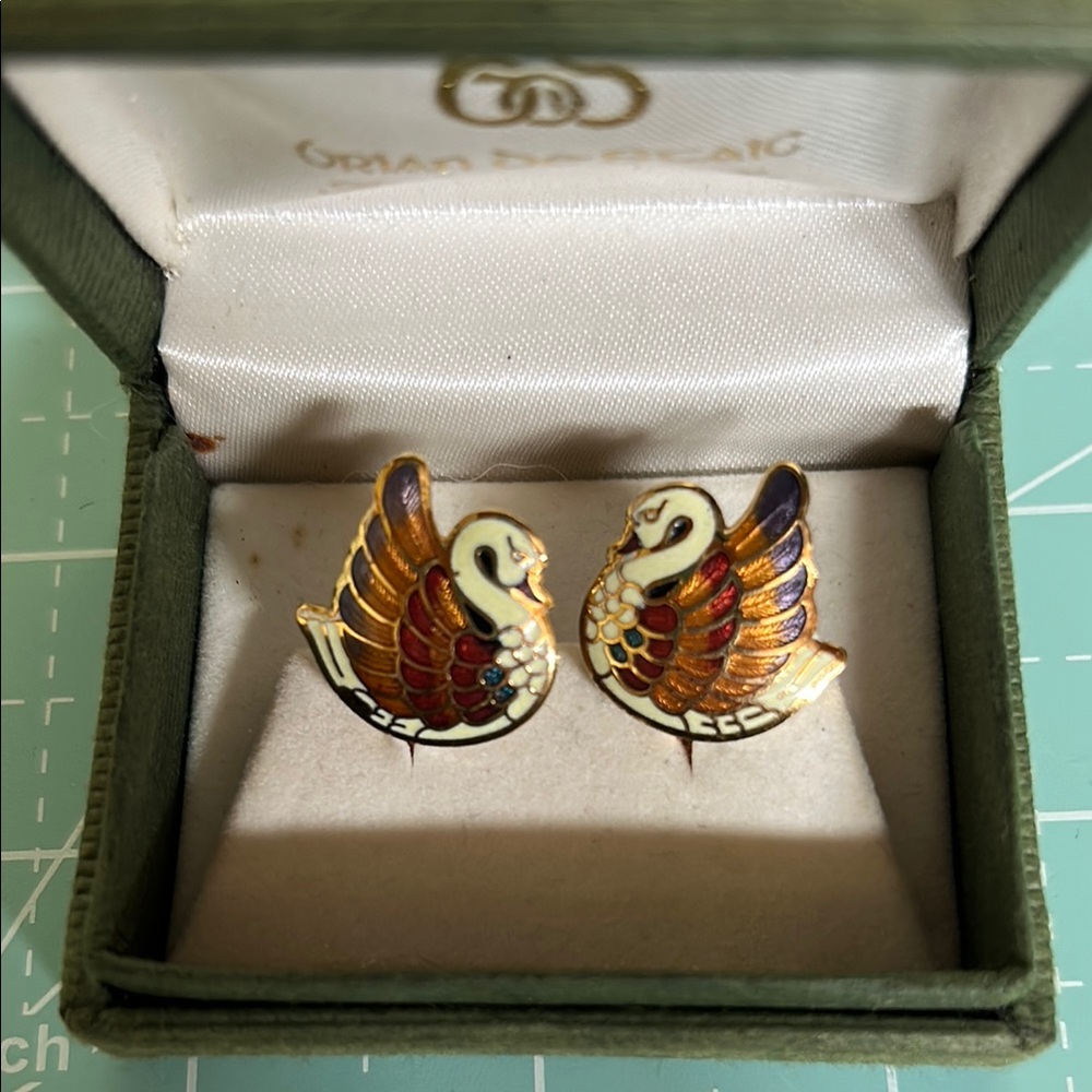 Swan Enamel Earrings
